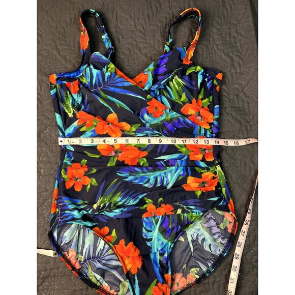 Miraclesuit Tropical Sunset Hidden Treasure 1pc T-Control Swimsuit SZ8:Pre-Owned - Picture 6 of 8